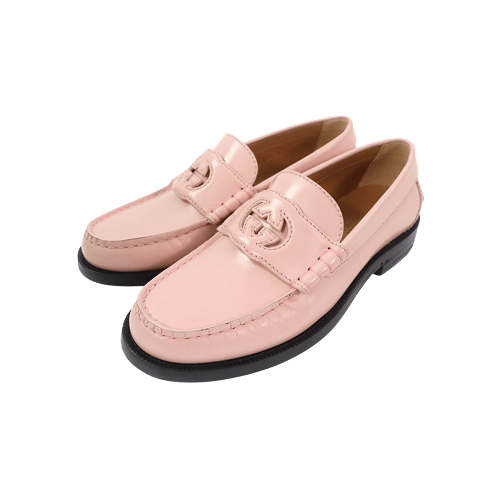Gucci women interlocking G leather loafer soft pink