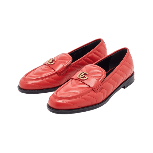 Gucci marmont leather moccasins double GG loafers red