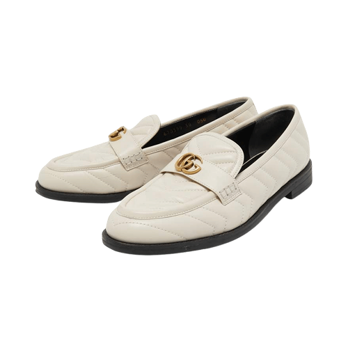 Gucci marmont leather double G loafers white