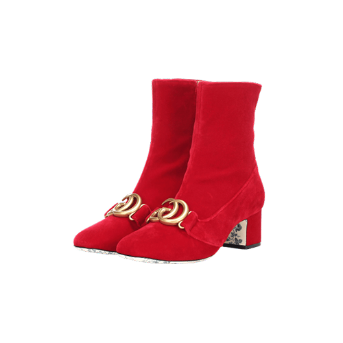 Gucci embellished velvet red ankle boots double gg red velvet