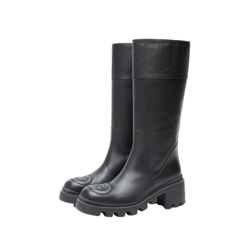 Gucci interlocking G high leather boot rubber lug sole black
