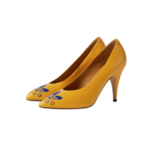 Gucci & adidas trefoil yellow leather pumps yellow