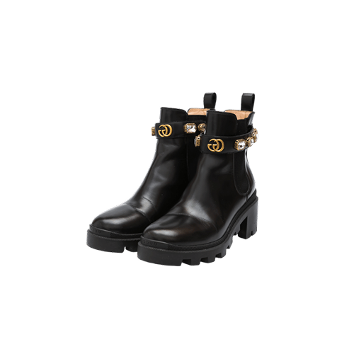 Gucci Trip embellished Marmont leather chelsea boots black