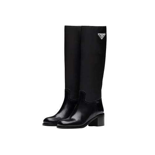 Prada Logo Plaque Detail Panelled Boots