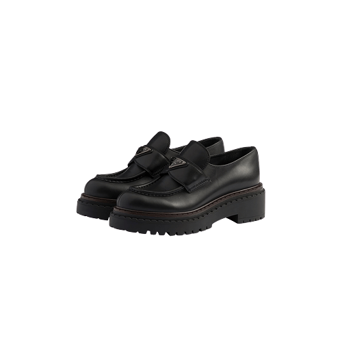 Prada Black Double Chocolate Leather Loafers