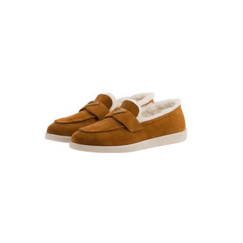 Suede and shearling loafers