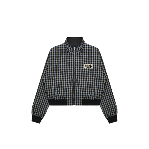 Vintage Club Nylon Reversible Track Zip-Up - Check Blue