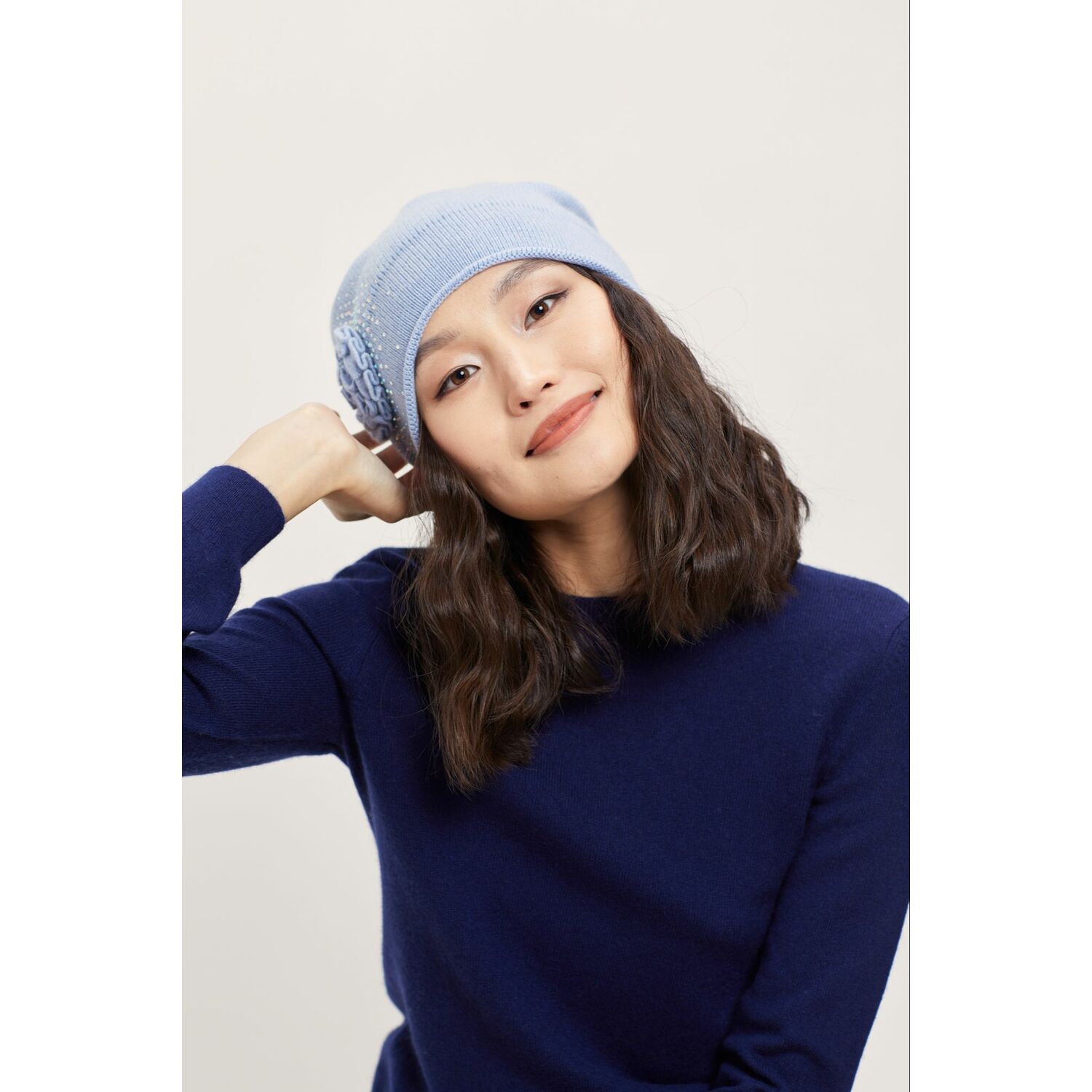 Flower slouch beanie