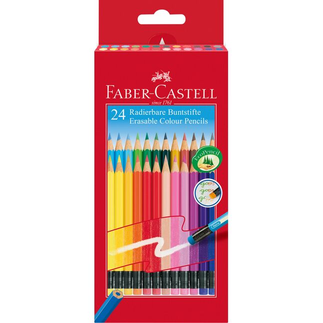 Colour pencils erasable 24xcardboard box