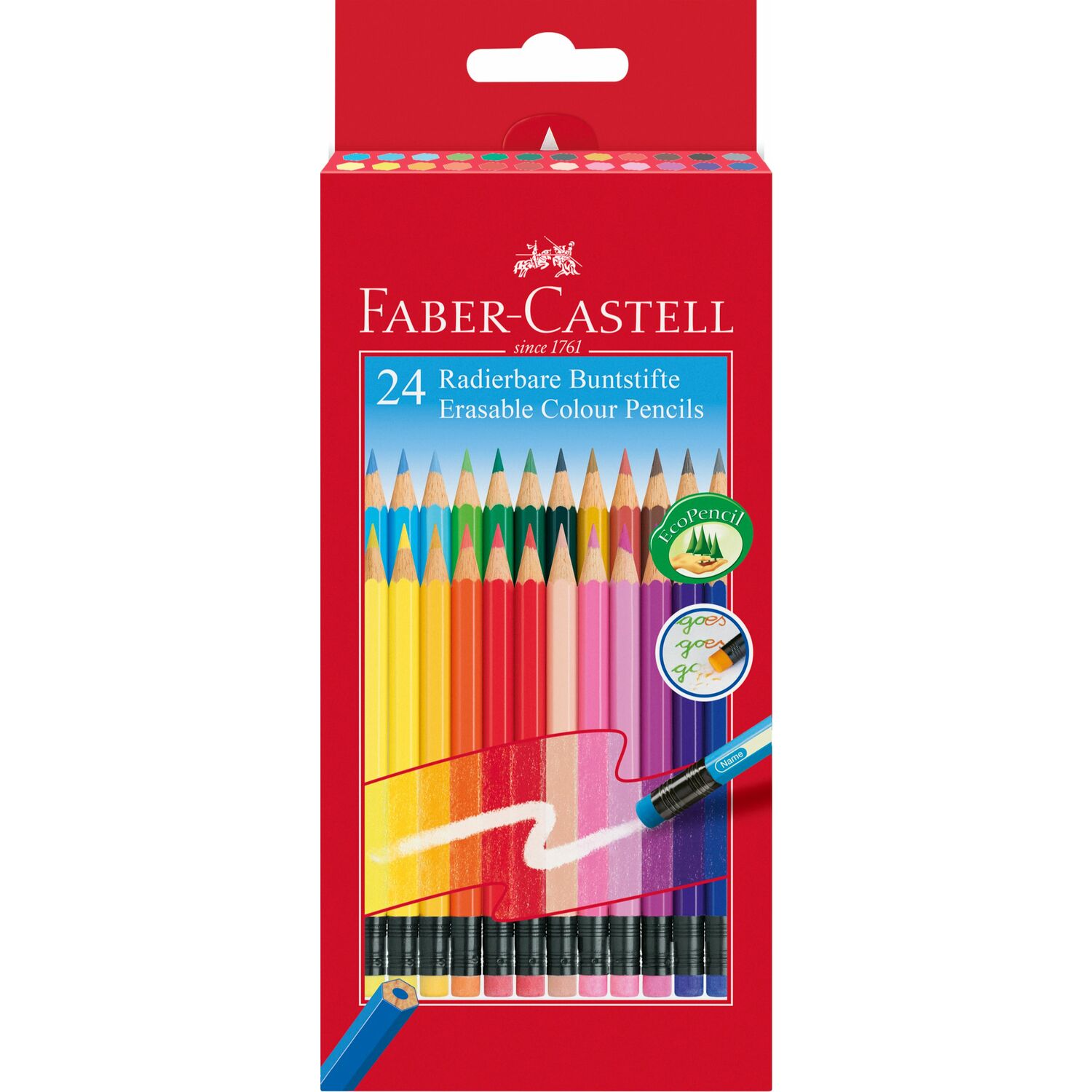 Colour pencils erasable 24xcardboard box