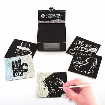 Scratch Art Notes Set-Silver Hologram Glitter