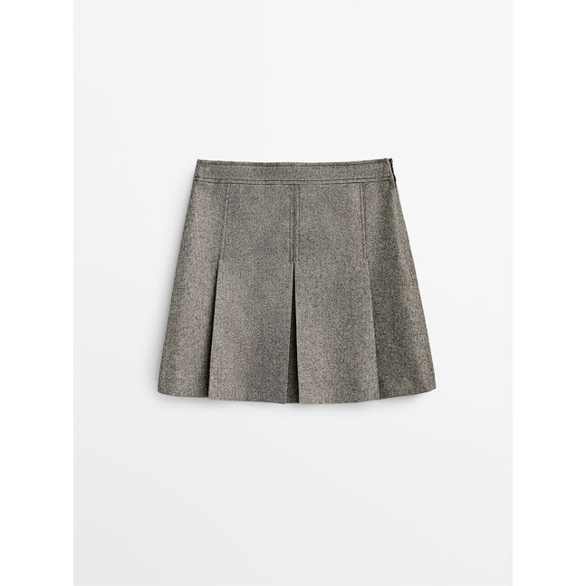 Mini Skirt Pleated Metallic Thread Skirt Zara NWT ZARA PIECES