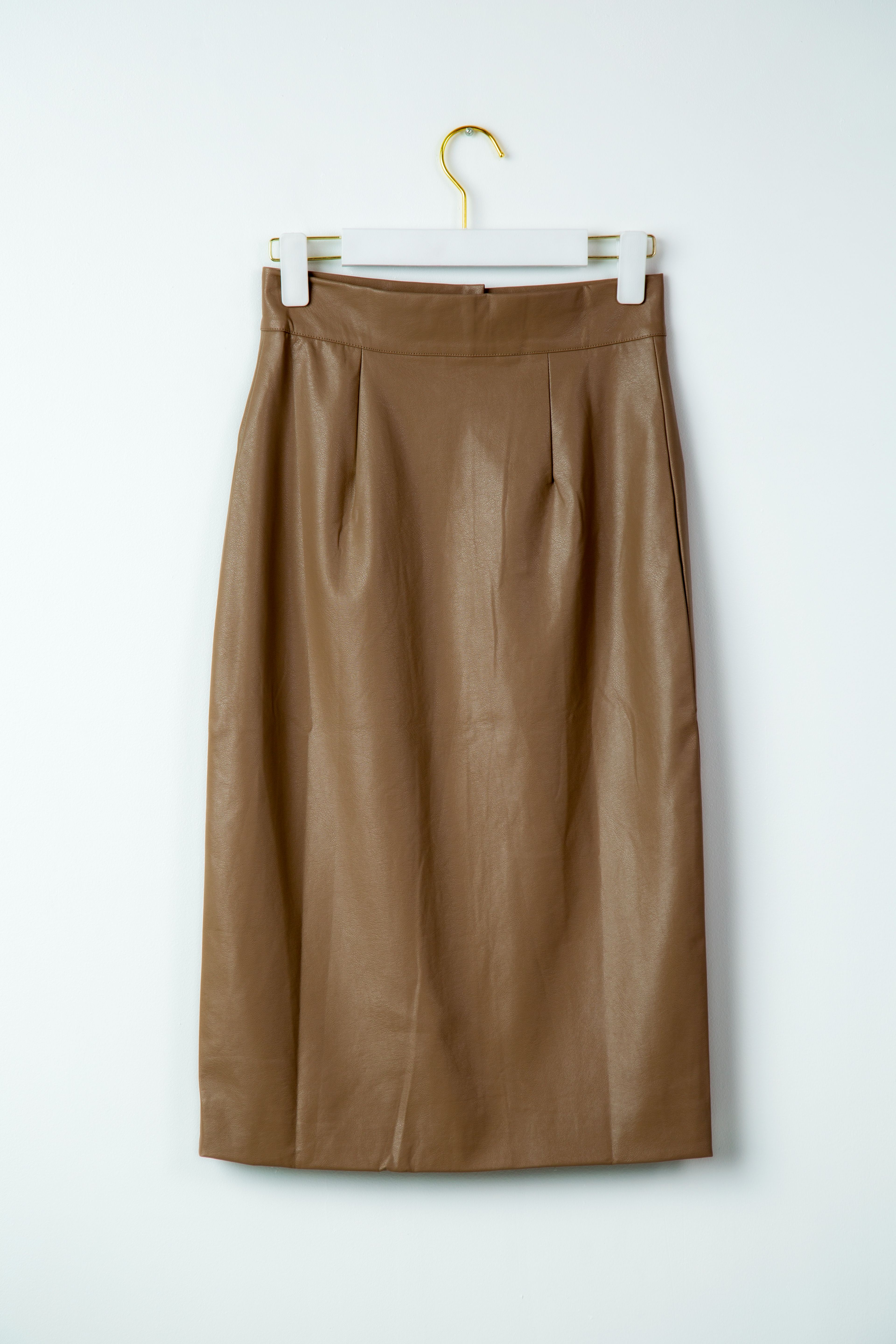 Leather Long Skirt with button