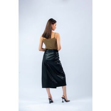 Leather Long Wrap dress with belt