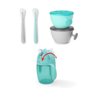 Easy-Feed Mealtime Set Teal-Grey