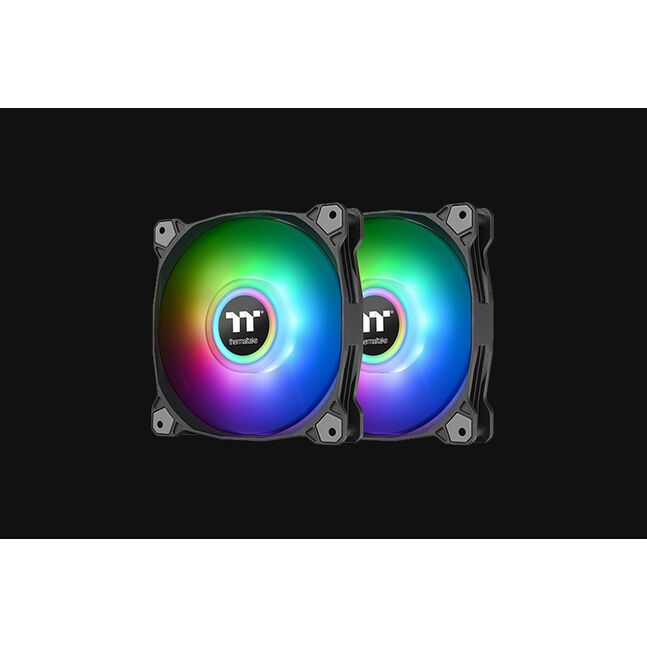 Thermaltake Pure Duo 14 140mm 1500rpm ARGB Sync Radiator Fan, 2 Pack (Black)