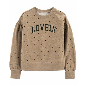 WI22 BG Fleece Crew brwn heart pllover loung