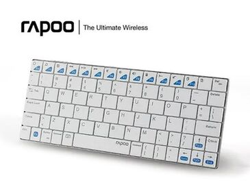 RAPOO - Ultra-slim Bluetooth Keyboard for Smartphone, iPad, Tablet, Mac, PC, PS