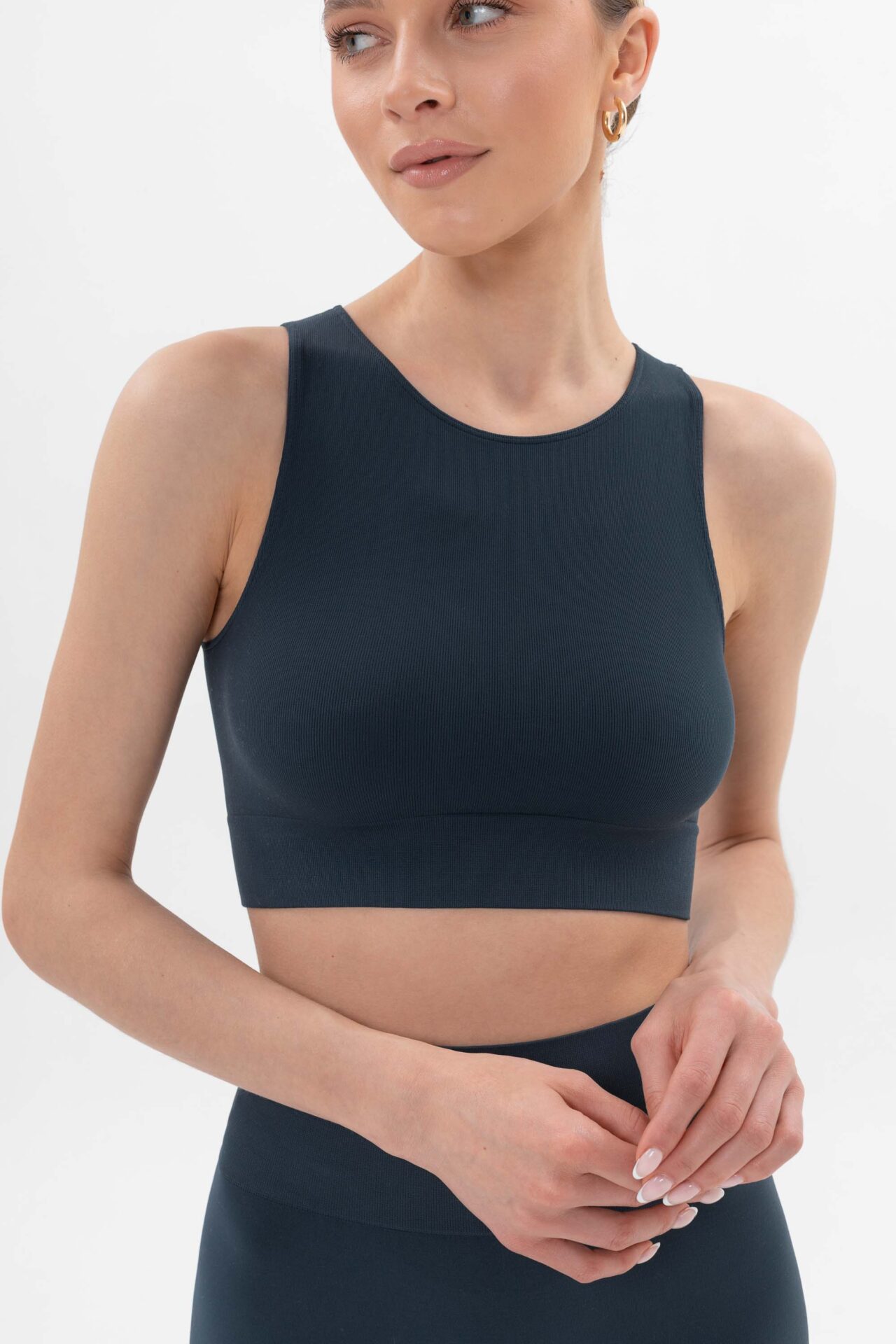Essential Rib Crop Top blue