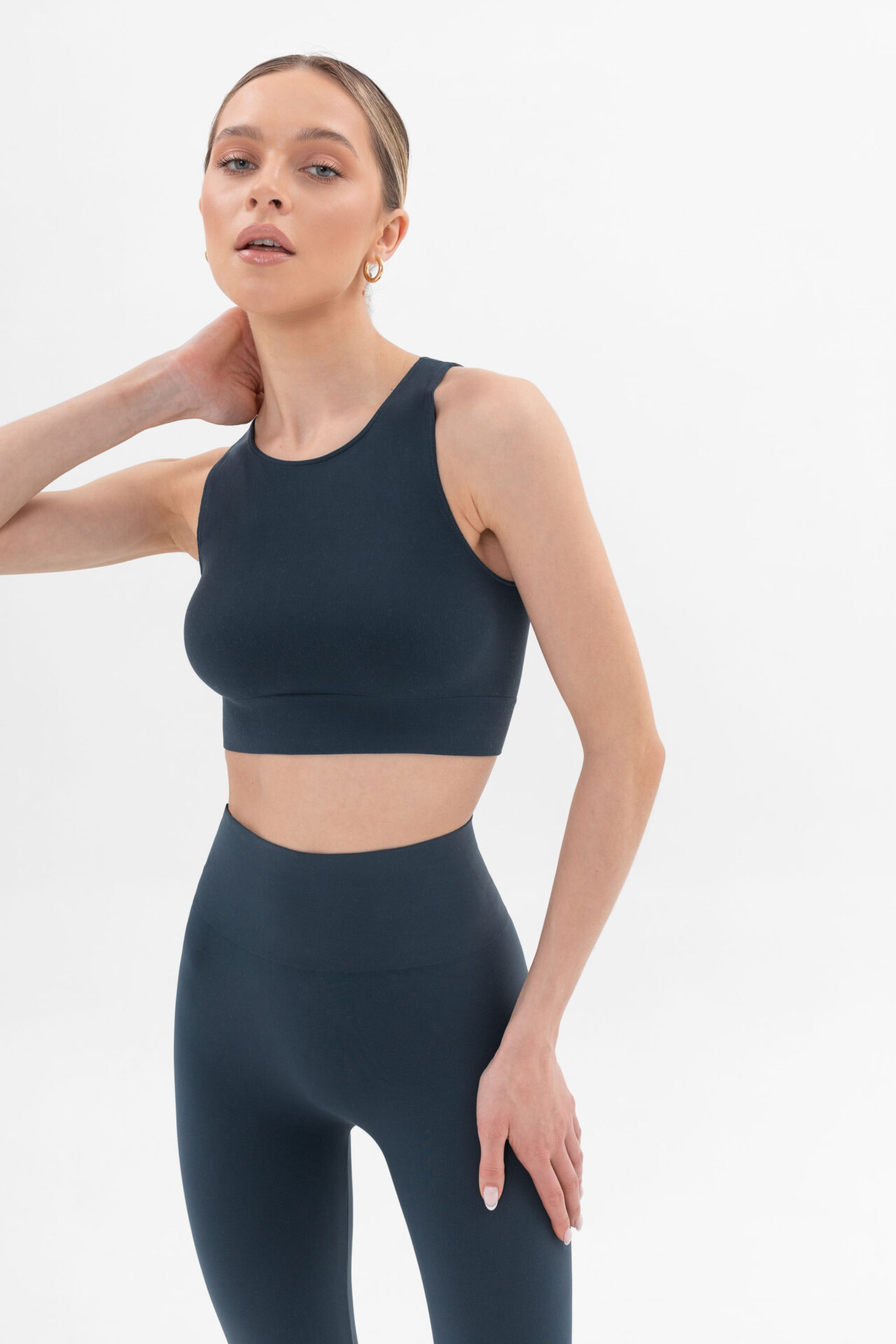 Essential Rib Crop Top blue