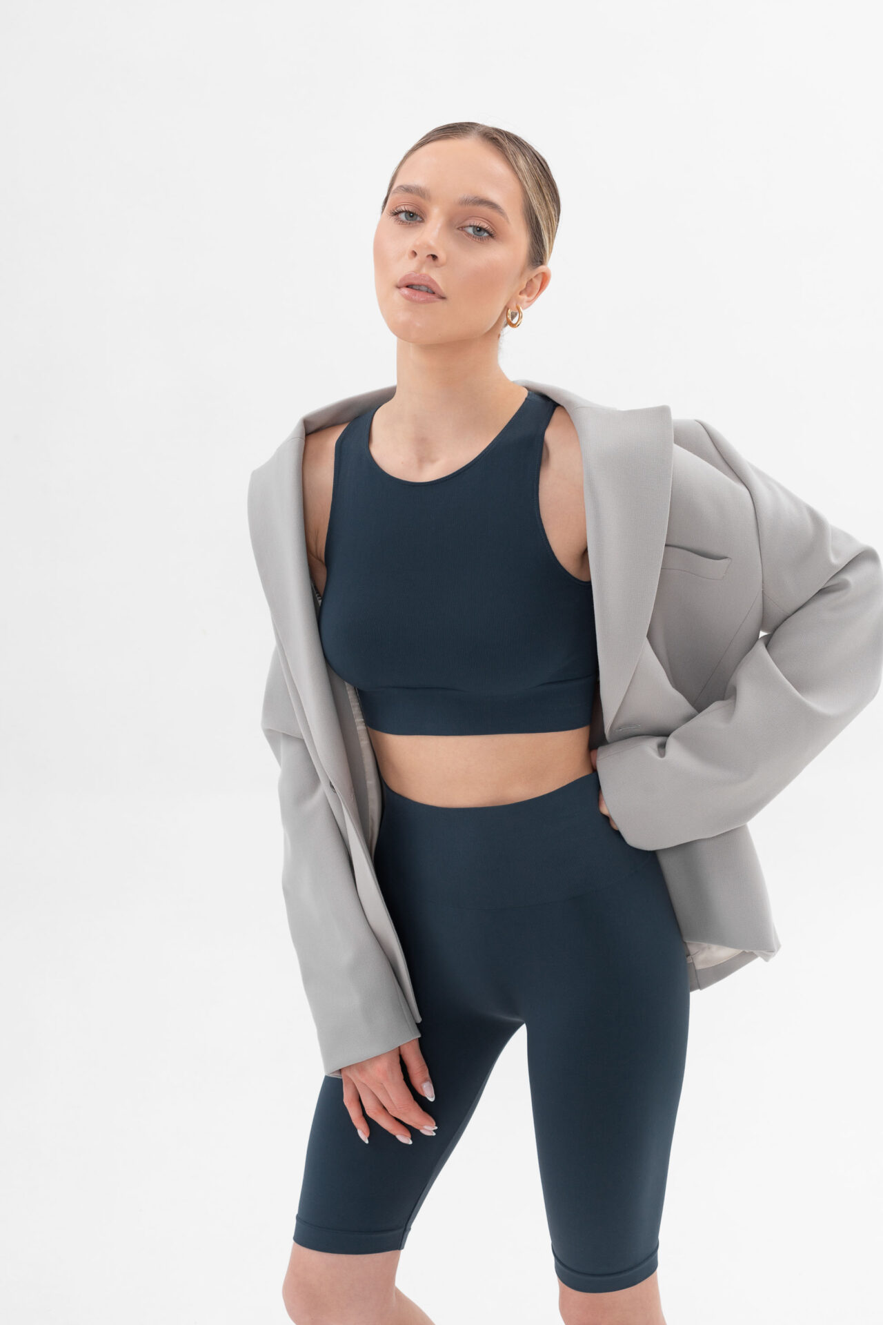 Essential Rib Crop Top blue