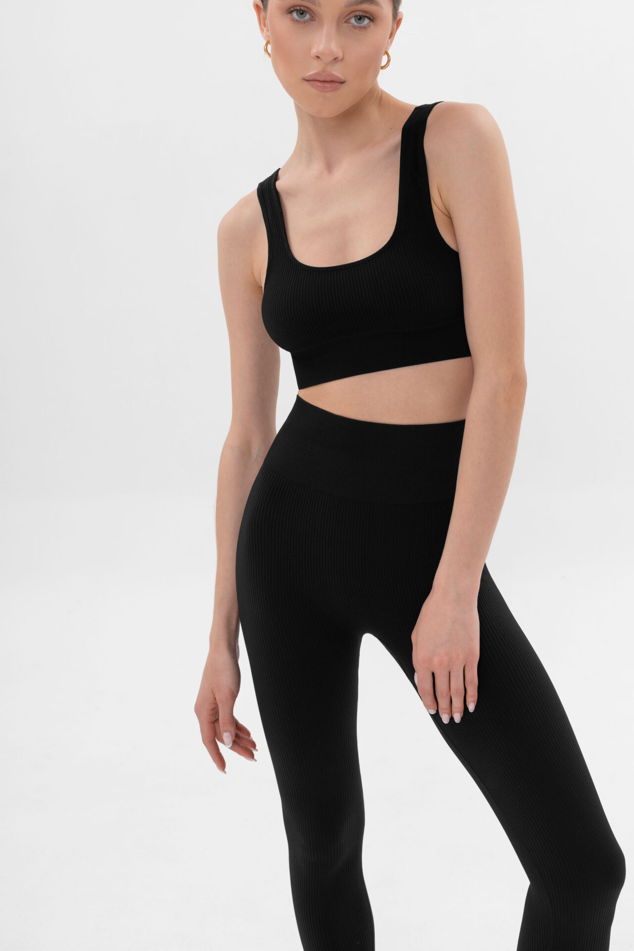 Power Rib High Rise Leggings black
