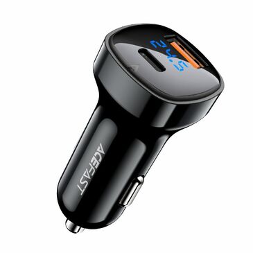 Acefast 66W Car Charger /USB-A + USB-C, 2 Port, Дижитал дэлгэц/