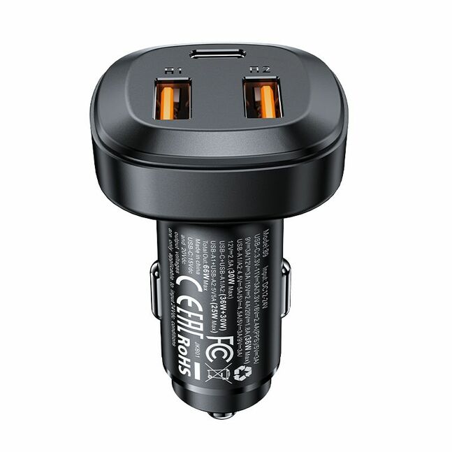 Acefast 66W Car Charger /2*USB-A + USB-C, 3 Port/