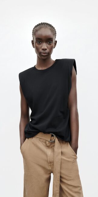 Zara Shoulder Pad Muscle Tank Padded Muscle Tee Zara