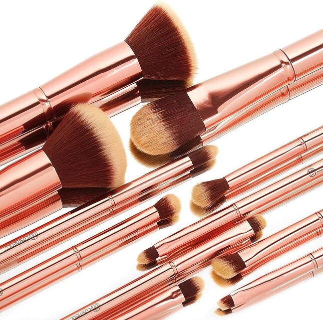 BH Cosmetics Metal Rose 11 Piece Brush Set With Cosmetic Bag
