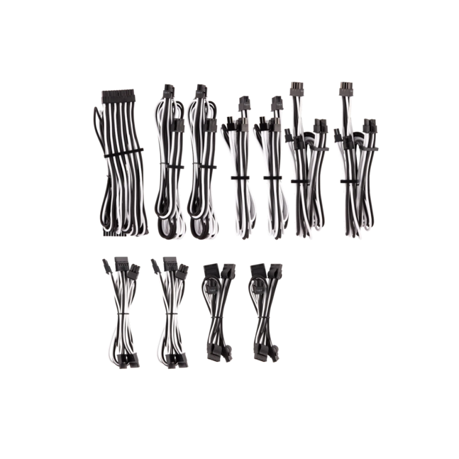 Corsair Premium Individually Sleeved DC Cable Pro Kit, Type 4 (Black/White) - Нэмэлт кабель