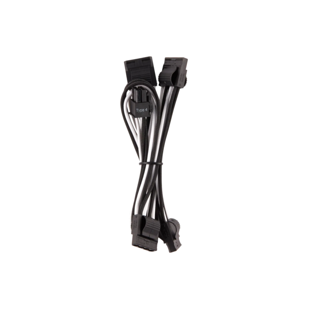 Corsair Premium Individually Sleeved DC Cable Pro Kit, Type 4 (Black/White) - Нэмэлт кабель