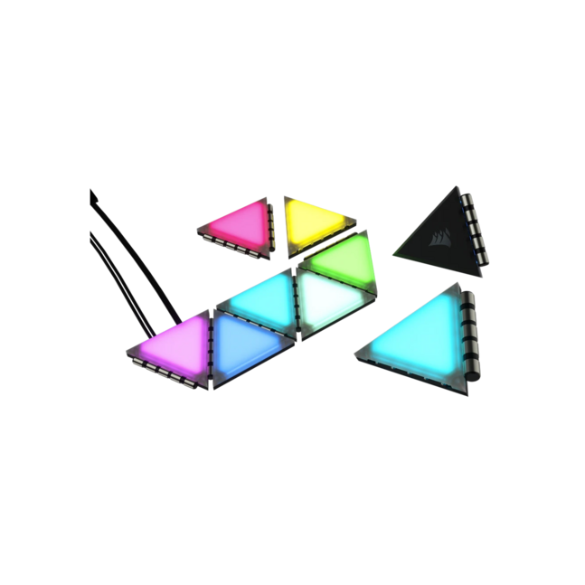 Corsair iCUE LC100 Case Accent Lighting Panels - Mini Triangle - 9x Tile Expansion Kit
