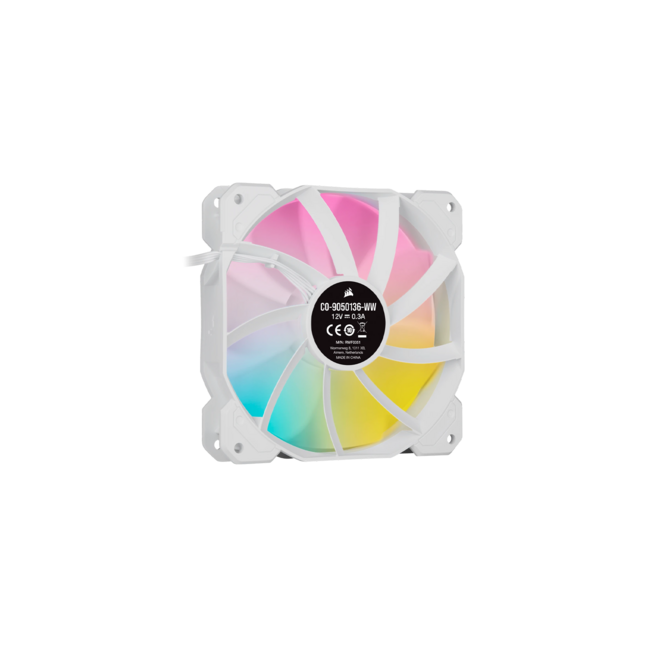 CORSAIR SP120 RGB ELITE, 120mm RGB LED Fan with AirGuide, Triple Pack with Lighting Node CORE (White)