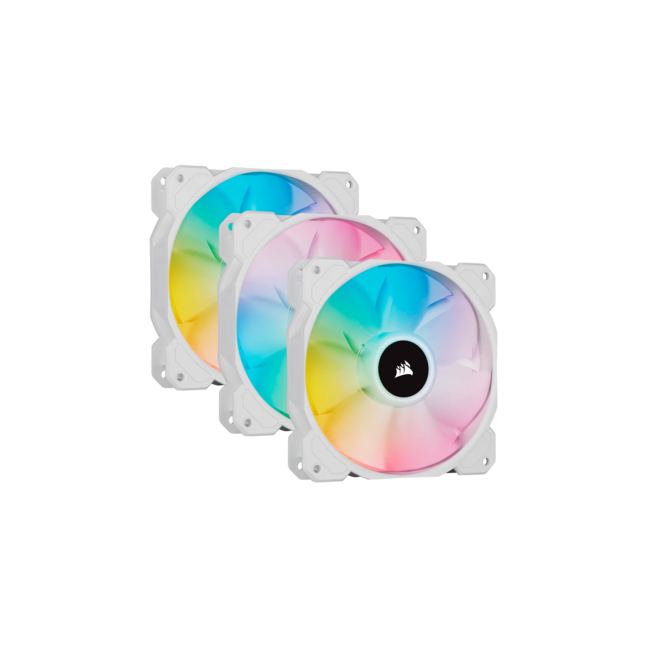CORSAIR SP120 RGB ELITE, 120mm RGB LED Fan with AirGuide, Triple Pack with Lighting Node CORE (White)