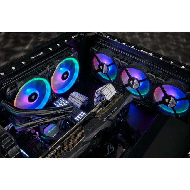 Corsair LL120 RGB, 120mm Dual Light Loop RGB LED PWM Fan, 3 Fan Pack with Lighting Node PRO (Black)