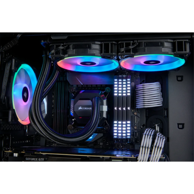Corsair LL120 RGB, 120mm Dual Light Loop RGB LED PWM Fan, 3 Fan Pack with Lighting Node PRO (Black)
