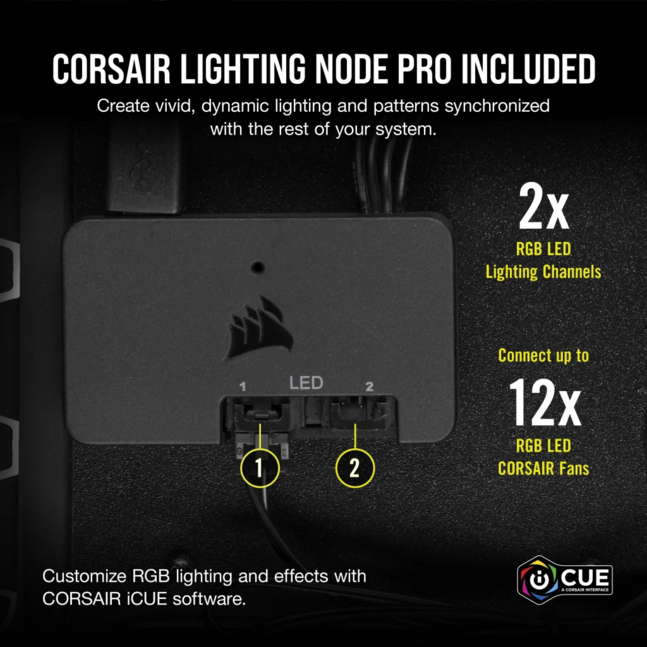 Corsair LL120 RGB, 120mm Dual Light Loop RGB LED PWM Fan, 3 Fan Pack with Lighting Node PRO (Black)