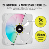 CORSAIR SP120 RGB ELITE, 120mm RGB LED Fan with AirGuide, Triple Pack with Lighting Node CORE (White)