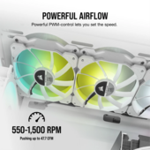 CORSAIR SP120 RGB ELITE, 120mm RGB LED Fan with AirGuide, Triple Pack with Lighting Node CORE (White)