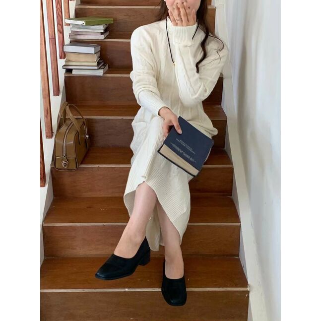 womens knit dress /white/