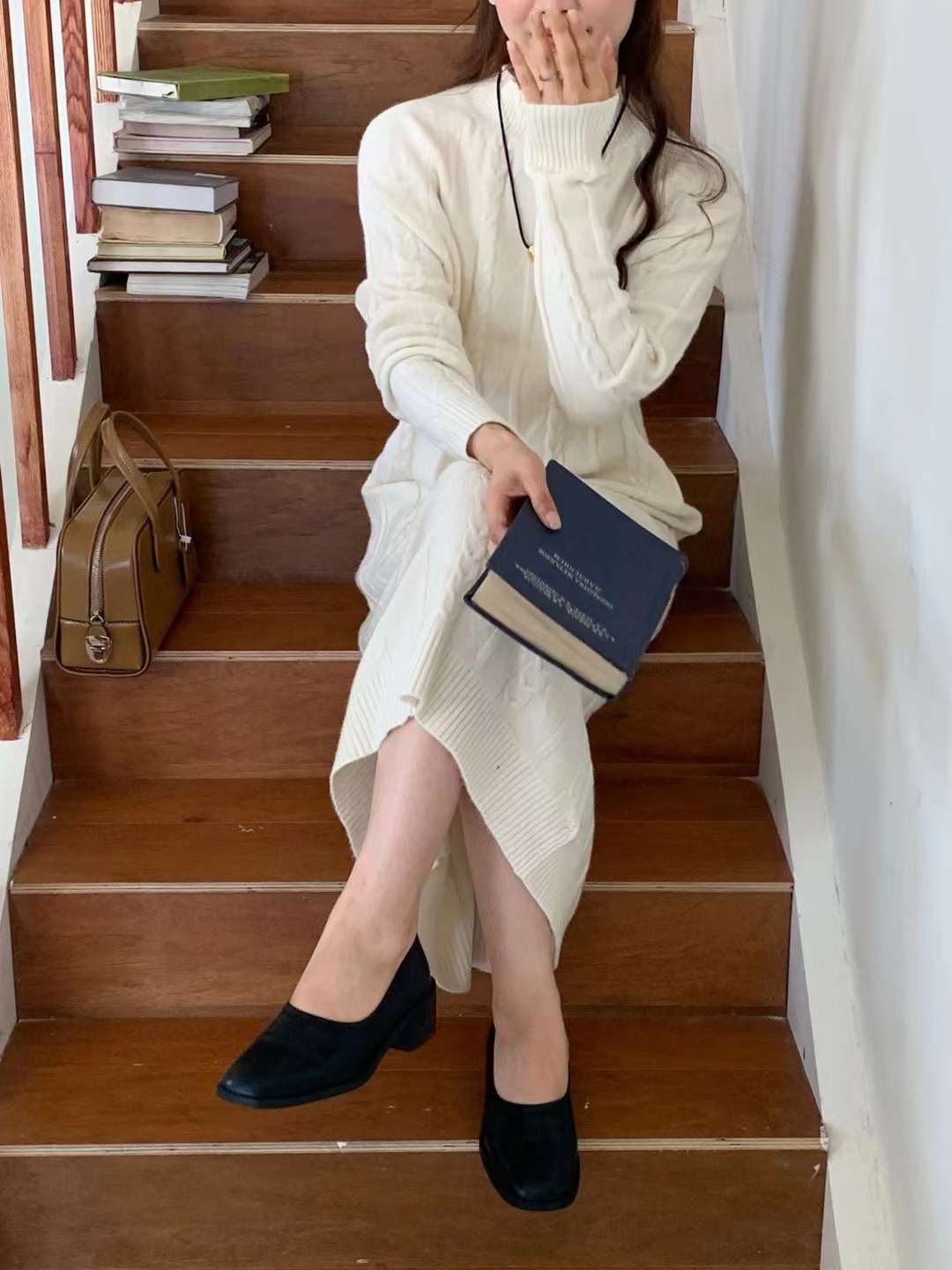 womens knit dress /white/