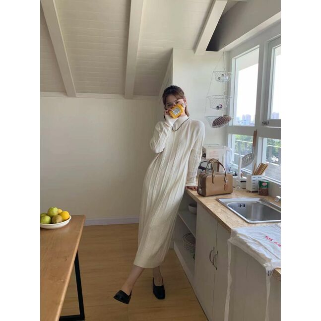 womens knit dress /white/