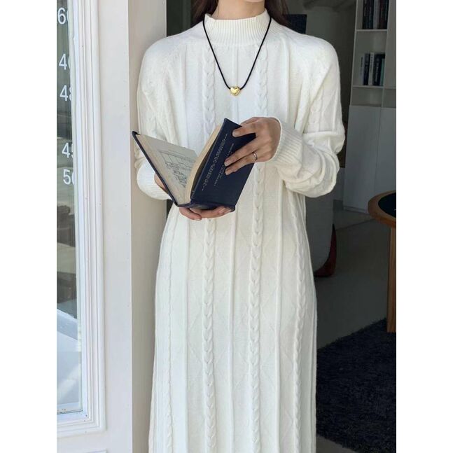 womens knit dress /white/