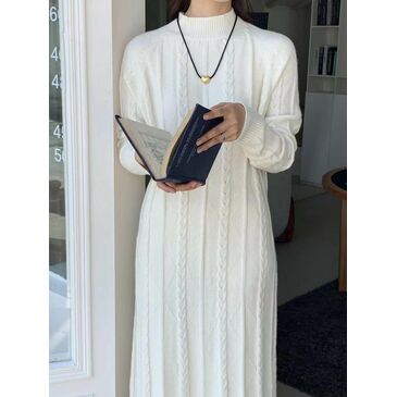 womens knit dress /white/