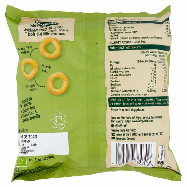 ORGANIX MELTY SWEETCORN RINGS 