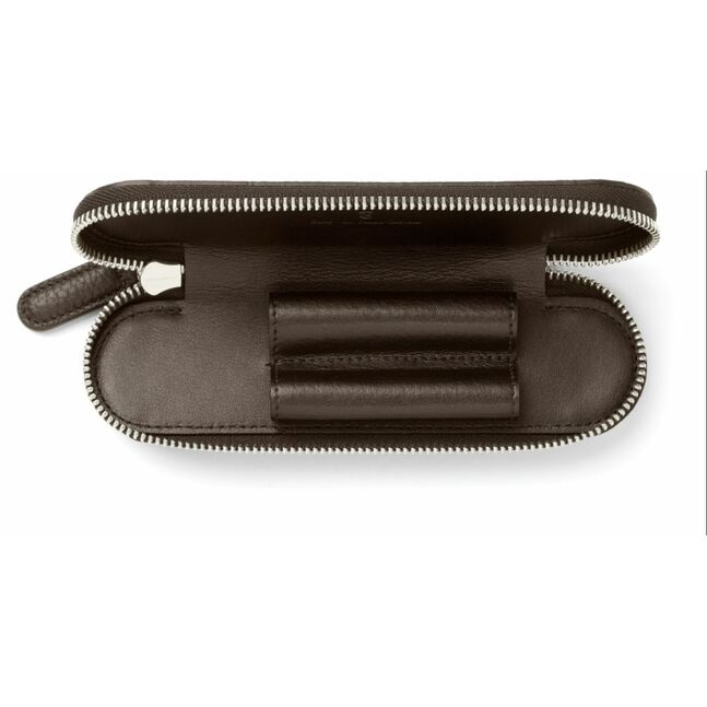 Zipper case 2 Pens Cashmere dark brown