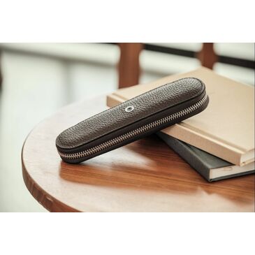 Zipper case 2 Pens Cashmere dark brown