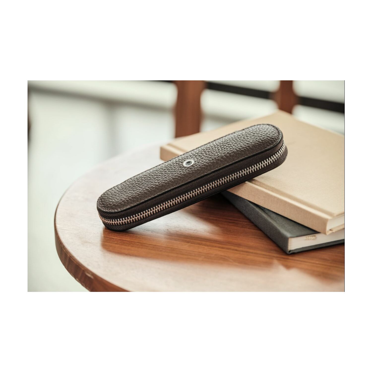 Zipper case 2 Pens Cashmere dark brown