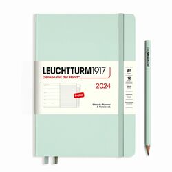 Mint Green, Weekly Planner &amp; Notebook Medium (A5) 2024, with extra ...